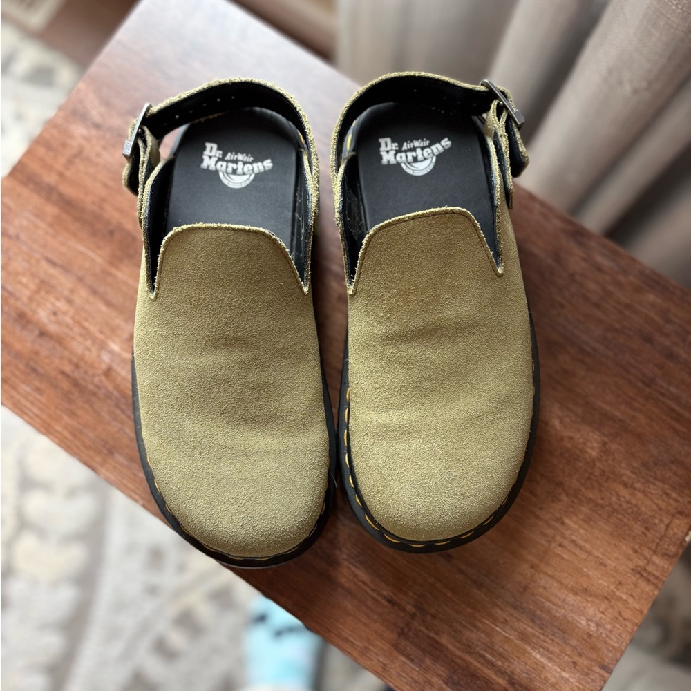 ***GENTLY WORN*** Dr. Martens Zebzag Slingback Platform Mule - Muted Olive